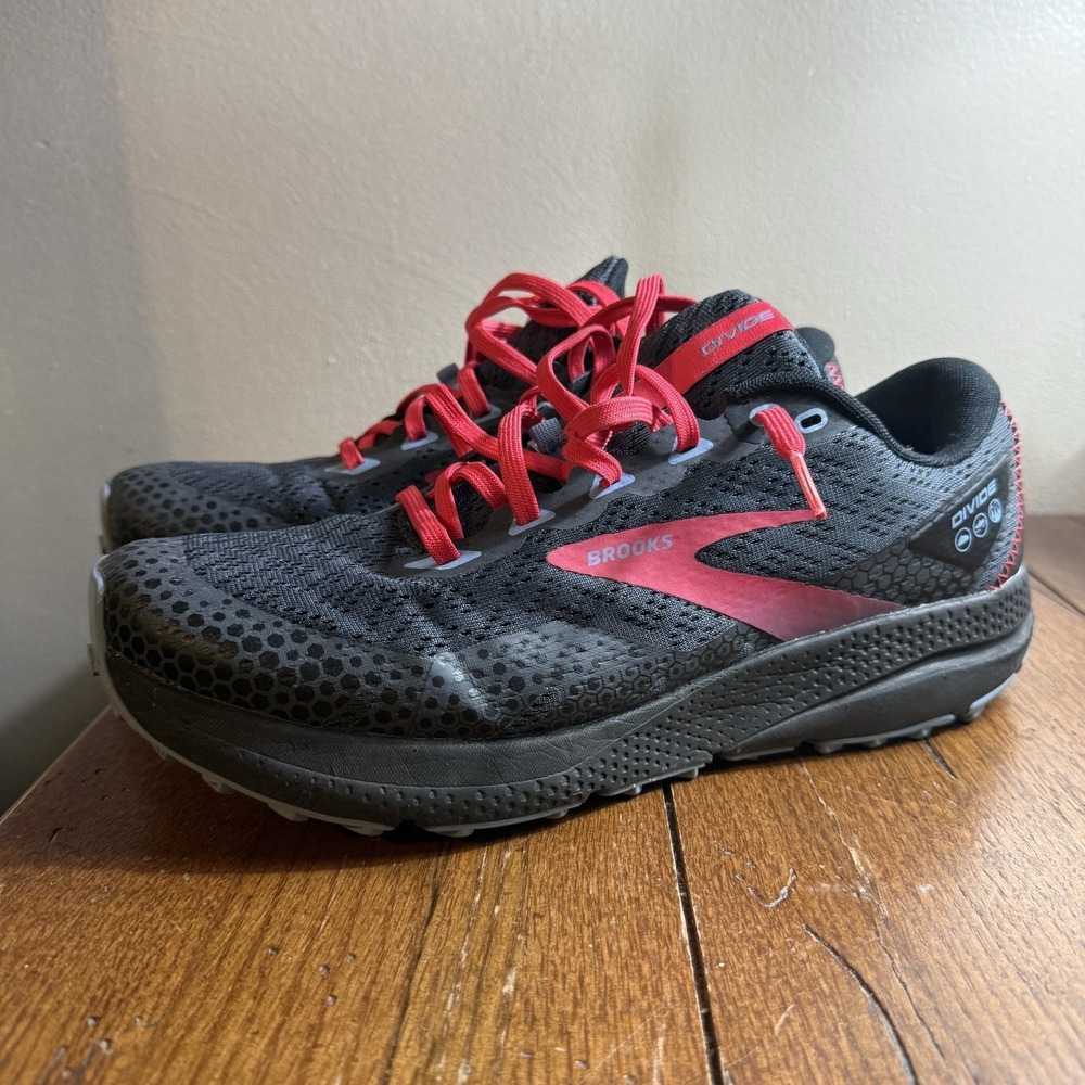 Brooks Size 10.5 Womens Divide 3 Trail Running Shoes Ebony Black Pink Diva